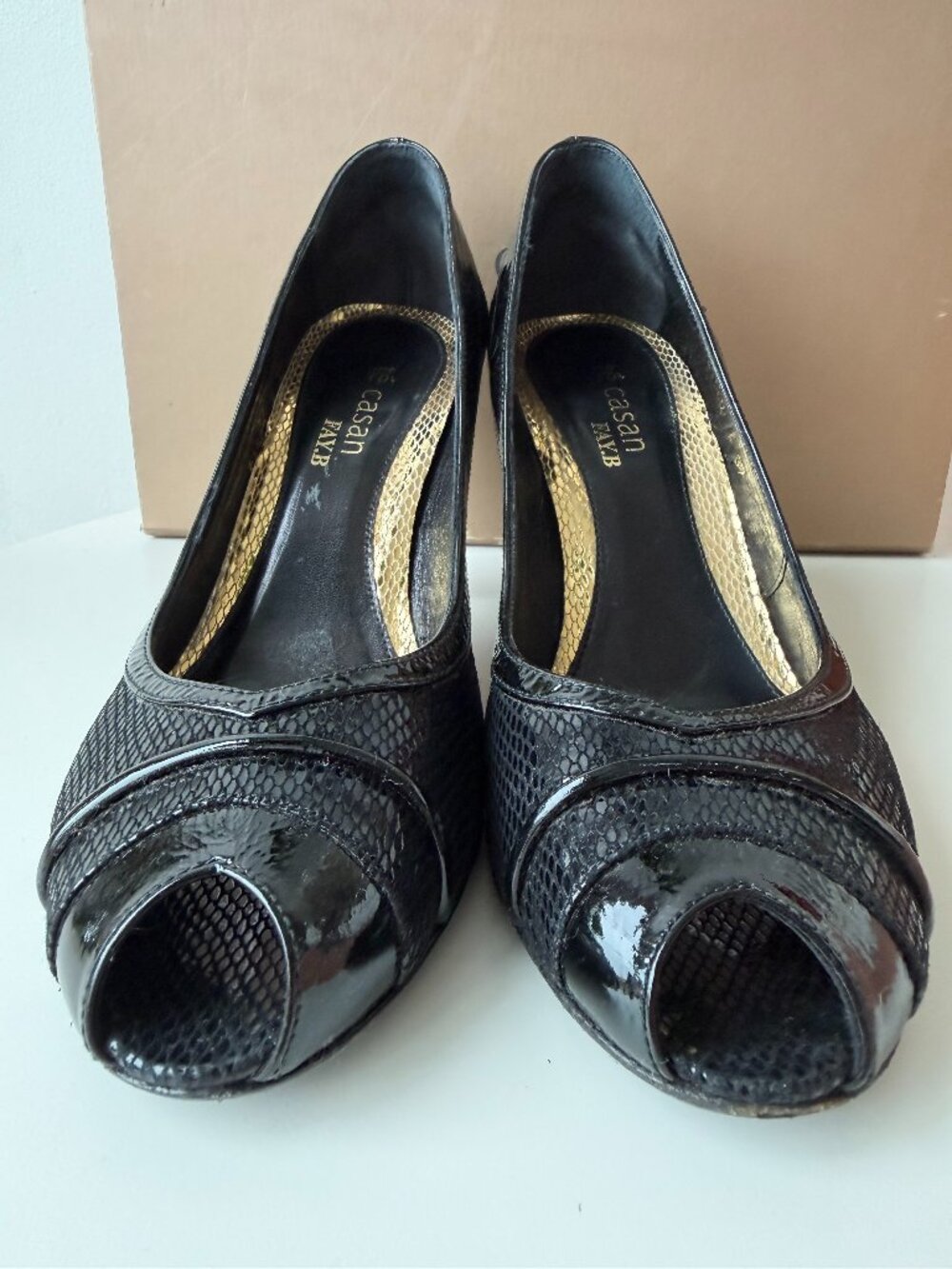 Vintage Te Casan by Fay B. Black leather heels / Size 37